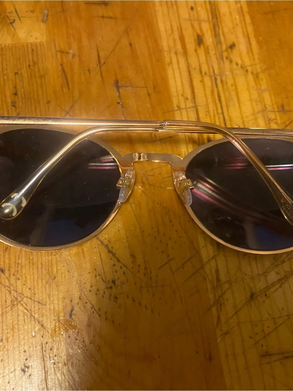 Gold Frame Sunglasses with Rose-Tinted Lenses